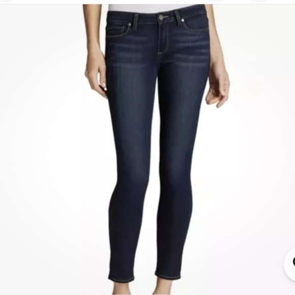 Paige Verdugo Ankle Stretch Dark Wash Blue Denim Mid Rise Jeans Women's 32 EUC - Picture 1 of 10